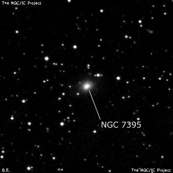 NGC 7395 - линзовидная галактика. Описание NGC 7395:, Галактика в созвездии Ящерица