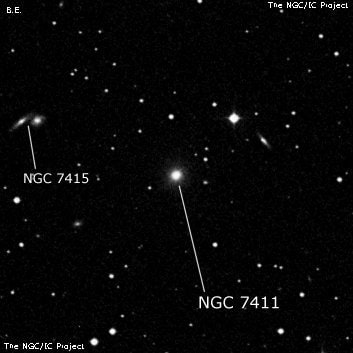 NGC 7411 - эллиптическая галактика. Описание NGC 7411:, Галактика в созвездии Пегас
