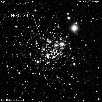 NGC 7419 - рассеянное скопление звёзд. Описание NGC 7419:, Рассеянное скопление в созвездии Цефей