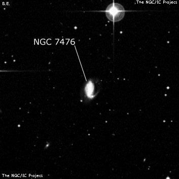 NGC 7476 - спиральная галактика с баром. Описание NGC 7476:, Галактика в созвездии Журавль