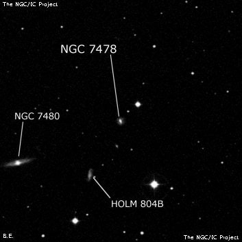 NGC 7478 - спиральная галактика. Описание NGC 7478:, Галактика в созвездии Рыбы