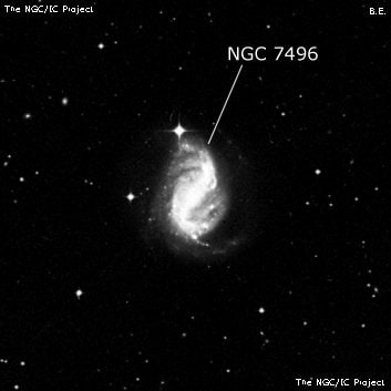 NGC 7496 - спиральная галактика с баром. Описание NGC 7496:, Галактика в созвездии Журавль
