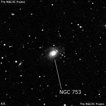 NGC 753 - спиральная галактика с баром. Описание NGC 753:, Галактика в созвездии Андромеда