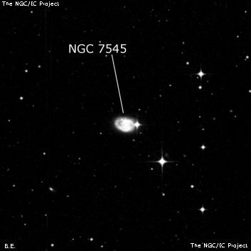 NGC 7545 - спиральная галактика с баром. Описание NGC 7545:, Галактика в созвездии Журавль