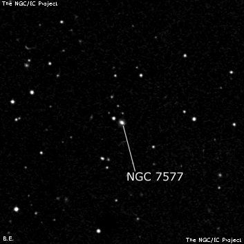 NGC 7577 - спиральная галактика. Описание NGC 7577:, Галактика в созвездии Рыбы