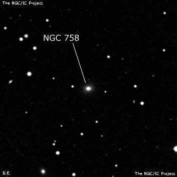 NGC 758 - линзовидная галактика. Описание NGC 758:, Галактика в созвездии Кит