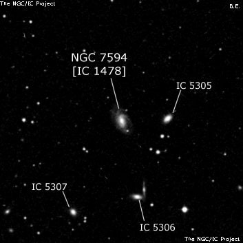 NGC 7594 - спиральная галактика. Описание NGC 7594:, Галактика в созвездии Пегас