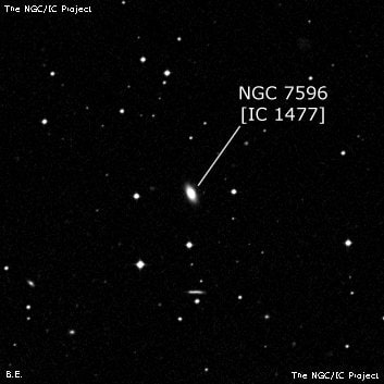NGC 7596 - линзовидная галактика. Описание NGC 7596:, Галактика в созвездии Водолей