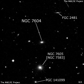 NGC 7604 - линзовидная галактика. Описание NGC 7604:, Галактика в созвездии Рыбы