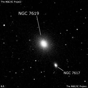 NGC 7619 - эллиптическая галактика. Описание NGC 7619:, Галактика в созвездии Пегас