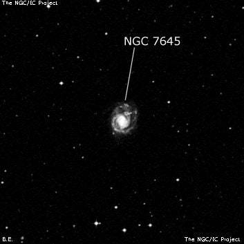 NGC 7645 - спиральная галактика с баром. Описание NGC 7645:, Галактика в созвездии Скульптор