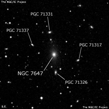 NGC 7647 - эллиптическая галактика. Описание NGC 7647:, Галактика в созвездии Пегас