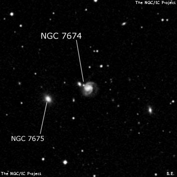 NGC 7674 - спиральная галактика с баром. Описание NGC 7674:, Галактика в созвездии Пегас