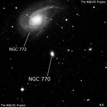 NGC 770 - эллиптическая галактика. Описание NGC 770:, Галактика в созвездии Овен