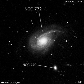 NGC 772 - спиральная галактика. Описание NGC 772:, Галактика в созвездии Овен