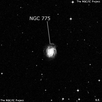 NGC 775 - спиральная галактика с баром. Описание NGC 775:, Галактика в созвездии Печь