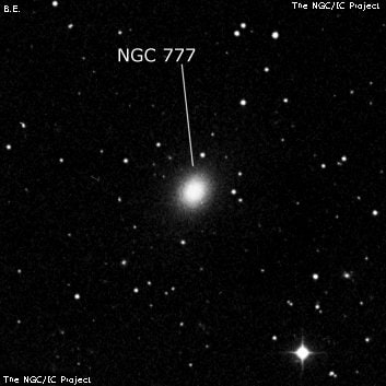 NGC 777 - эллиптическая галактика. Описание NGC 777:, Галактика в созвездии Треугольник