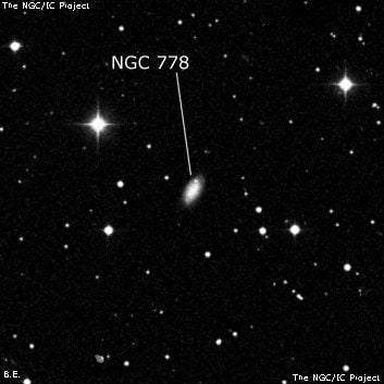 NGC 778 - линзовидная галактика. Описание NGC 778:, Галактика в созвездии Треугольник