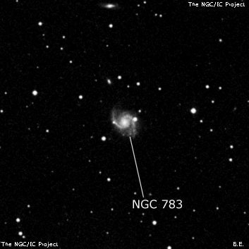 NGC 783 - спиральная галактика. Описание NGC 783:, Галактика в созвездии Треугольник