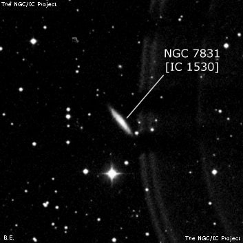 NGC 7831 - спиральная галактика. Описание NGC 7831:, Галактика в созвездии Андромеда