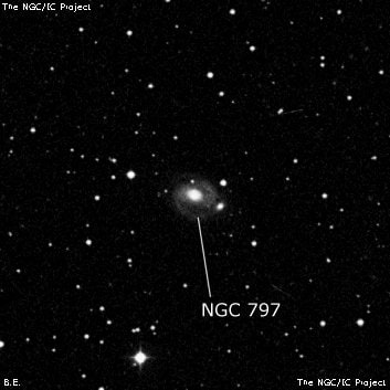 NGC 797 - спиральная галактика с баром. Описание NGC 797:, Галактика в созвездии Андромеда