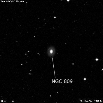 NGC 809 - линзовидная галактика. Описание NGC 809:, Галактика в созвездии Кит