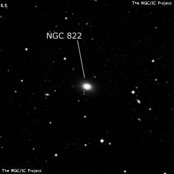 NGC 822 - эллиптическая галактика. Описание NGC 822:, Галактика в созвездии Феникс