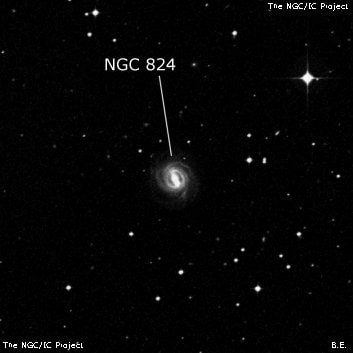 NGC 824 - спиральная галактика с баром. Описание NGC 824:, Галактика в созвездии Печь