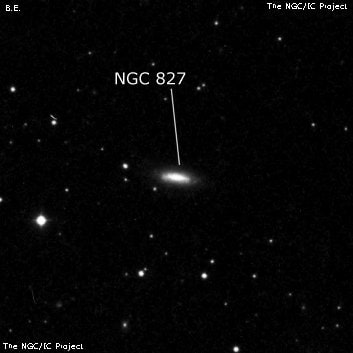 NGC 827 - галактика. Описание NGC 827:, Галактика в созвездии Кит