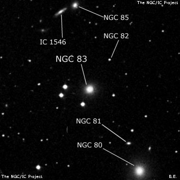 NGC 83 - эллиптическая галактика. Описание NGC 83:, Галактика в созвездии Андромеда