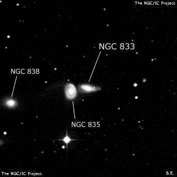 NGC 833 - галактика. Описание NGC 833:, Галактика в созвездии Кит