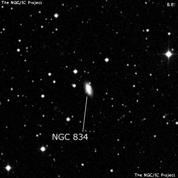 NGC 834 - галактика. Описание NGC 834:, Галактика в созвездии Андромеда