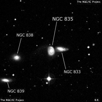NGC 835 - спиральная галактика с баром. Описание NGC 835:, Галактика в созвездии Кит