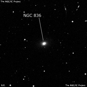 NGC 836 - линзовидная галактика. Описание NGC 836:, Галактика в созвездии Кит