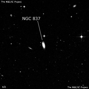 NGC 837 - спиральная галактика. Описание NGC 837:, Галактика в созвездии Кит