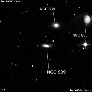 NGC 839 - галактика. Описание NGC 839:, Галактика в созвездии Кит