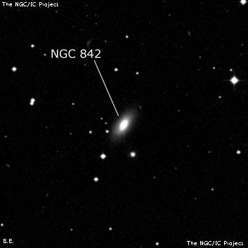 NGC 842 - линзовидная галактика. Описание NGC 842:, Галактика в созвездии Кит