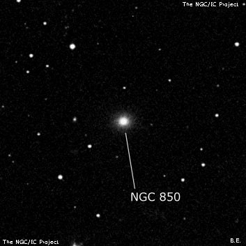NGC 850 - линзовидная галактика. Описание NGC 850:, Галактика в созвездии Кит