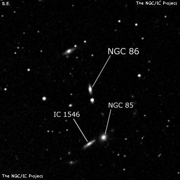 NGC 86 - галактика. Описание NGC 86:, Галактика в созвездии Андромеда