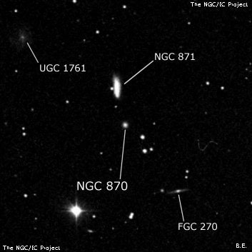 NGC 870 - галактика. Описание NGC 870:, Галактика в созвездии Овен
