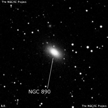NGC 890 - спиральная галактика с баром. Описание NGC 890:, Галактика в созвездии Треугольник