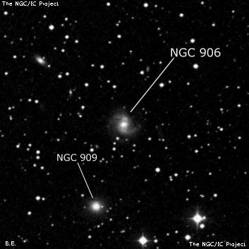 NGC 906 - спиральная галактика с баром. Описание NGC 906:, Галактика в созвездии Андромеда