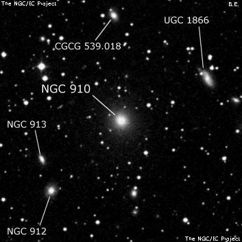 NGC 910 - эллиптическая галактика. Описание NGC 910:, Галактика в созвездии Андромеда