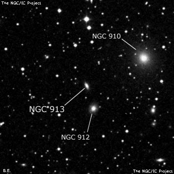 NGC 913 - линзовидная галактика. Описание NGC 913:, Галактика в созвездии Андромеда