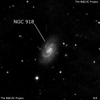 NGC 918 - спиральная галактика с баром. Описание NGC 918:, Галактика в созвездии Овен