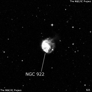NGC 922 - спиральная галактика с баром. Описание NGC 922:, Галактика в созвездии Печь