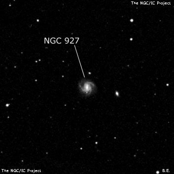 NGC 927 - спиральная галактика с баром. Описание NGC 927:, Галактика в созвездии Овен