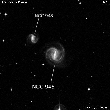 NGC 945 - спиральная галактика с баром. Описание NGC 945:, Галактика в созвездии Кит