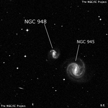 NGC 948 - спиральная галактика с баром. Описание NGC 948:, Галактика в созвездии Кит