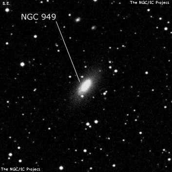 NGC 949 - спиральная галактика. Описание NGC 949:, Галактика в созвездии Треугольник